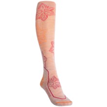 Icebreaker Ski+ Lite Meadow Socks - Merino Wool, Over-the-Calf (For Women) in Blizzard/Cherub/Mandarin - 2nds