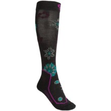 Icebreaker Ski Ultralite Socks - Merino Wool, Over The Calf (For Women) in Dark Green/Dark Blue/Turquoise Stripe - 2nds