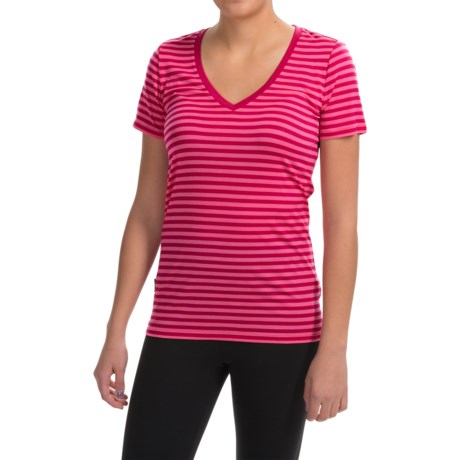 Icebreaker Tech Lite Stripe Shirt UPF 20+, Merino Wool, Short Sleeve (For Women)