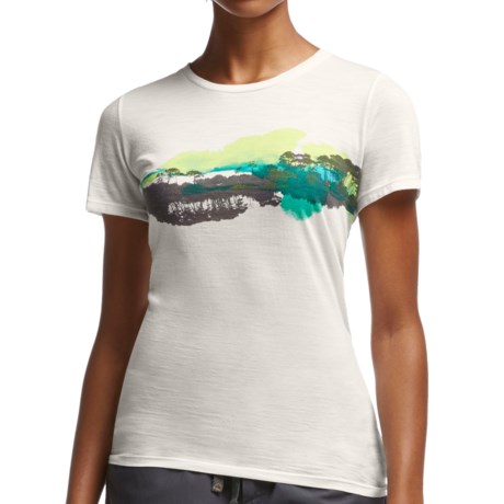 Icebreaker Tech Lite Tropical Canopy T Shirt UPF 20+, Merino Wool, Short Sleeve (For Women)
