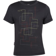 Icebreaker Tech T Lite Ridge T-Shirt - UPF 39+, Merino Wool, Short Sleeve (For Kids) in East Cape Monsoon - Closeouts