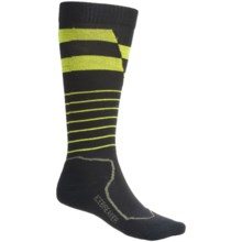 Icebreaker Ultralite Ski Socks - Merino Wool, Over-the-Calf (For Men) in Black/Yellow Stripe - 2nds