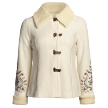 Icelandic Design Nika Boiled Wool Jacket - Cotton Shearling Trim (For Women) in Natural - Closeouts