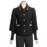 Icelandic Design Tyra Boiled Wool Jacket - Embroidered, Rib 3/4 Sleeve (For Women)