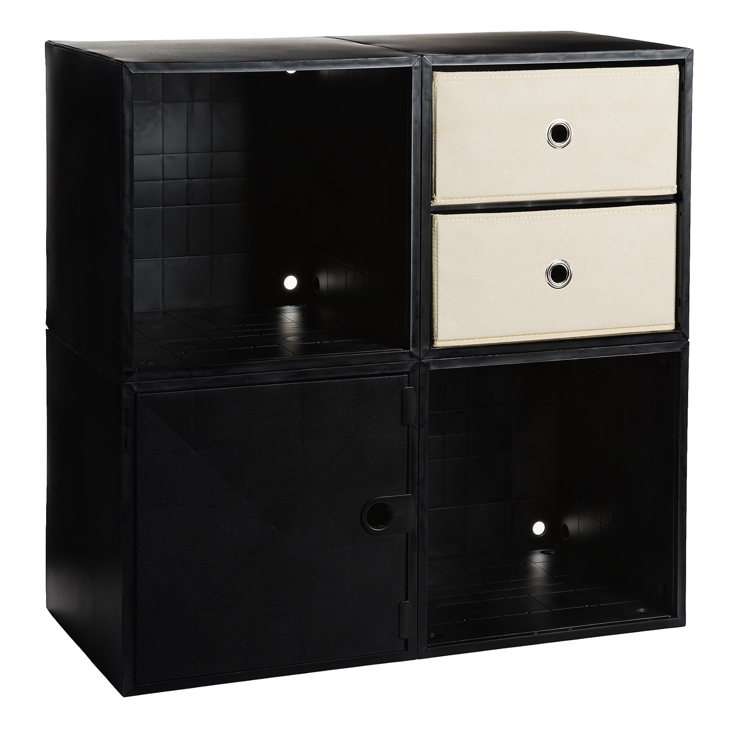 iCube Modular 4 Cube Storage Kit with Drawers in Black