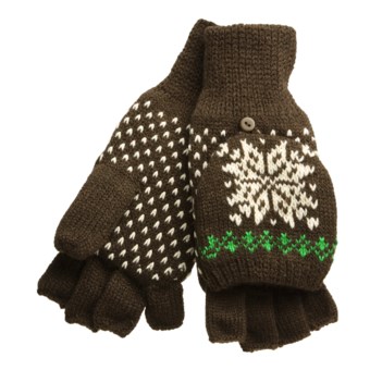 Igloos Pop Top Mittens - Fleece Lining (For Women) in Chocolate Brown