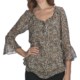 Indira Animal Print Chiffon Shirt - 3/4 Bell Sleeve (For Women)