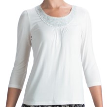 Indira Embellished Jersey Shirt - 3/4 Sleeve (For Women) in White - Closeouts