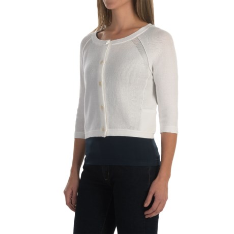 Inhabit Crop Cardigan Sweater 3/4 Sleeve (For Women)