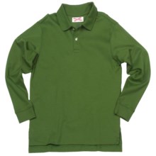 Interlock Cotton Polo Shirt - Long Sleeve (For Husky Boys) in Green - Closeouts