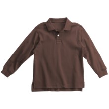 Interlock Cotton Polo Shirt - Long Sleeve (For Little Boys) in Dark Brown - 2nds