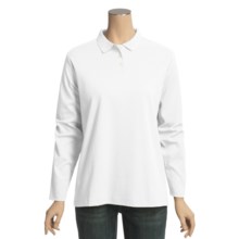 Interlock Cotton Polo Shirt - Long Sleeve (For Plus Size Women) in White - 2nds