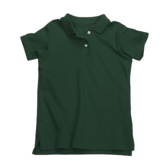 Interlock Cotton Polo Shirt - Short Sleeve (For Girls) in Dark Green