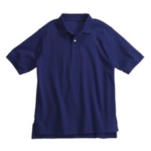 Interlock Cotton Polo Shirt - Short Sleeve (For Husky Boys) in Dark Blue - Closeouts