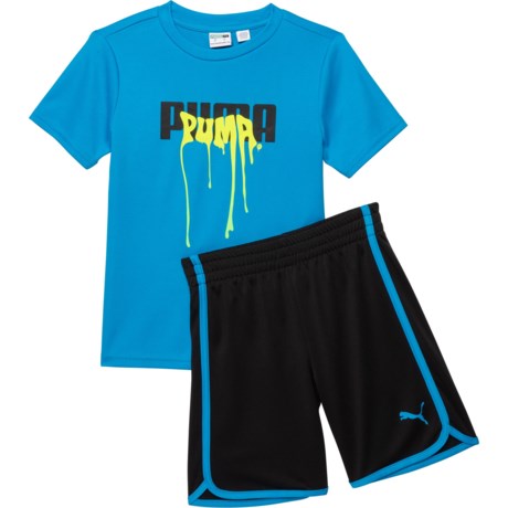 Puma Interlock T-Shirt and Shorts Set - Short Sleeve (For Little Boys) - BRIGHT BLUE (5 )