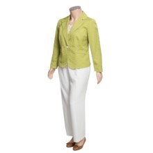 Isabella Cotton-Rich Pant Suit - Plus Size (For Women) in Citrine/White - Closeouts