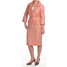 Isabella Pleated Skirted Suit -3/4 Sleeve (For Plus Size Women) in Melon - Closeouts