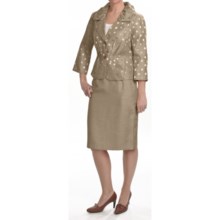 Isabella Pleated Skirted Suit -3/4 Sleeve (For Plus Size Women) in Taupe - Closeouts