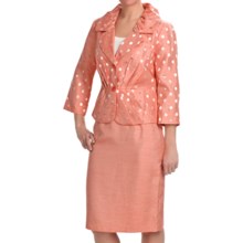 Isabella Pleated Skirted Suit - 3/4 Sleeve (For Women) in Melon - Closeouts