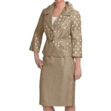 Isabella Pleated Skirted Suit - 3/4 Sleeve (For Women) in Taupe - Closeouts