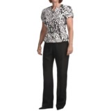 Isabella Printed Jacquard Crepe Pant Suit - Short Sleeve (For Plus Size Women)