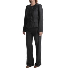 Isabella Ruffled Jacket Pant Suit (For Women) in Charcoal - Closeouts