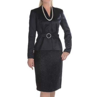 Isabella Satin-and-Sparkle Skirt Suit (For Women) in Midnight