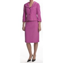 Isabella Skirted Suit - 3/4 Sleeve (For Plus Size Women) in Fuchsia - Closeouts