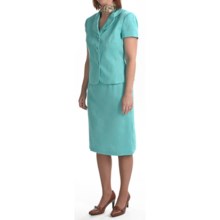 Isabella Skirted Suit - Floral Jacquard (For Women) in Turquoise - Closeouts