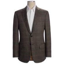 Isaia Birdseye Sport Coat with Windowpane Overlay - Wool (For Men) in Brown/Red/Blue - Closeouts