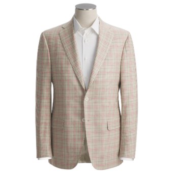 Isaia Fancy Check Sport Coat - Silk-Linen-Cotton (For Men) in Natural/Red/Sage