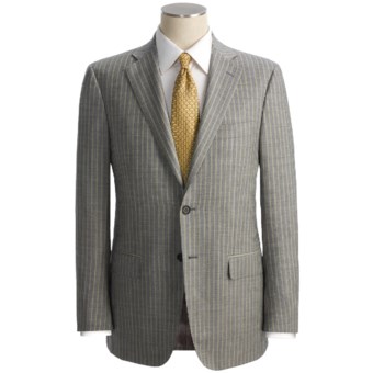 Isaia Heathered Stripe Suit - Wool (For Men) in Light Grey/Cream