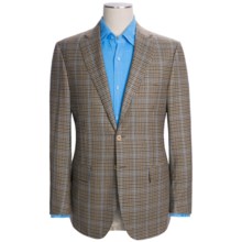 Isaia Mini Check Sport Coat with Baby Blue Windowpane Overlay - Wool (For Men) in Tan - Closeouts