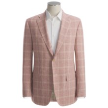 Isaia Mini Houndstooth with Windowpane Overlay Sport Coat - Linen-Wool (For Men) in Red/Gold - Closeouts