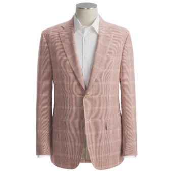 Isaia Mini Houndstooth with Windowpane Overlay Sport Coat - Linen-Wool (For Men) in Red/Gold