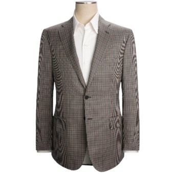 Isaia Multi-Check Sport Coat - Wool-Silk (For Men) in Black/White/Salmon