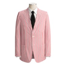 Isaia Patch Pocket Sport Coat (For Men) in Red/White Stripe - Closeouts