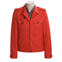Isaia Red Waist-Length Military-Style Jacket - Microfiber (For Men) in Red - Closeouts