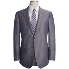 Isaia Shadow Stripe Suit - Linen-Silk (For Men) in Grey/Pink - Closeouts