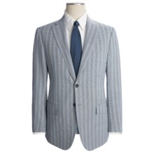 Isaia Stripe Suit with Faint Houndstooth - Wool-Linen (For Men) in Grey/Blue - Closeouts