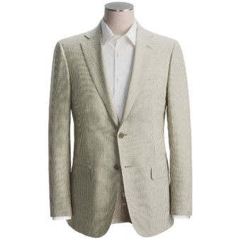 Isaia Striped Sport Coat - Linen-Wool (For Men) in Sage/Natural