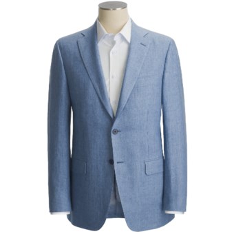 Isaia Subtle Herringbone Sport Coat - Linen (For Men) in Light Blue