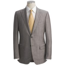 Isaia Wide Track Stripe Suit - Wool-Linen-Silk (For Men) in Grey/Natural - Closeouts