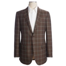 Isaia Windowpane Sport Coat - Silk-Wool-Linen (For Men) in Brown/Tuquoise/White - Closeouts