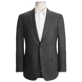Isaia Windowpane Sport Coat - Wool (For Men) in Dark Charcoal