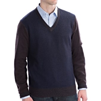 Isaiah Ciarrai Cashmere Sweater - V-Neck (For Men) in Navy/Brown