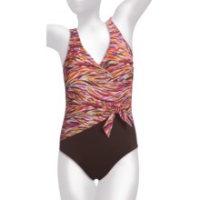 It Figures Side Tie Crossover Swimsuit - 1-Piece (For Women) in Bouquet Breeze - Closeouts