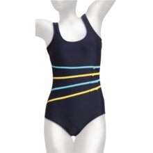 It Figures Signature Bows Swimsuit - 1-Piece, Scoop Back (For Women) in Navy - Closeouts