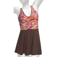 It Figures Slender Thighs Skirted Surplice Swimsuit - 1-Piece (For Women) in Bouquet Breeze - Closeouts