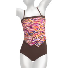 It Figures Tummy Thinner Bandeau Swimsuit - 1-Piece (For Women) in Bouquet Breeze - Closeouts